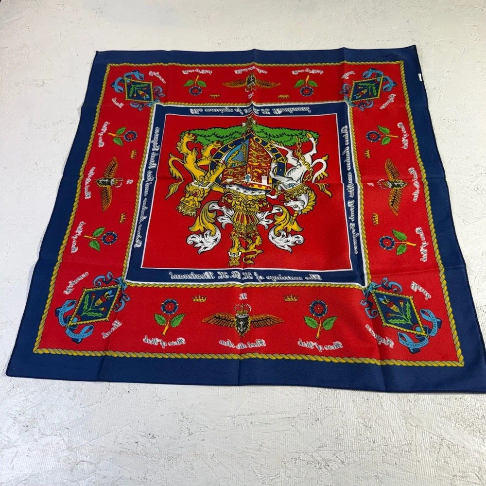 Vintage Cornelia James Silk Scarf Red Royal Wedding Andrew Ferguson 1986